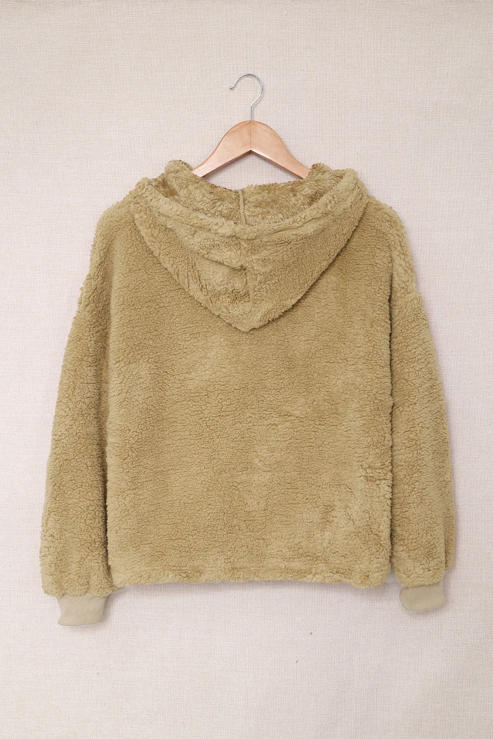 1/4 Zip Hooded Sherpa Sweatshirt with Kangaroo