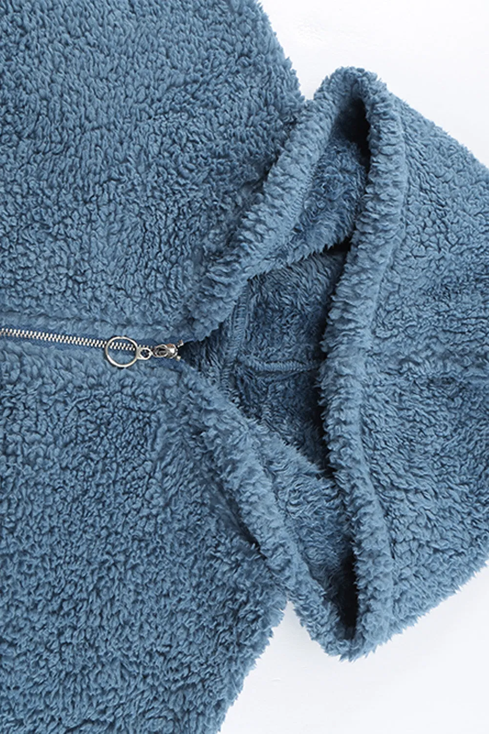 1/4 Zip Hooded Sherpa Sweatshirt with Kangaroo