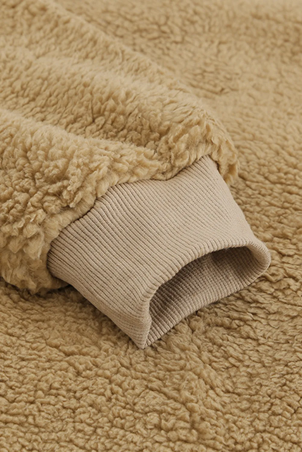 1/4 Zip Hooded Sherpa Sweatshirt with Kangaroo