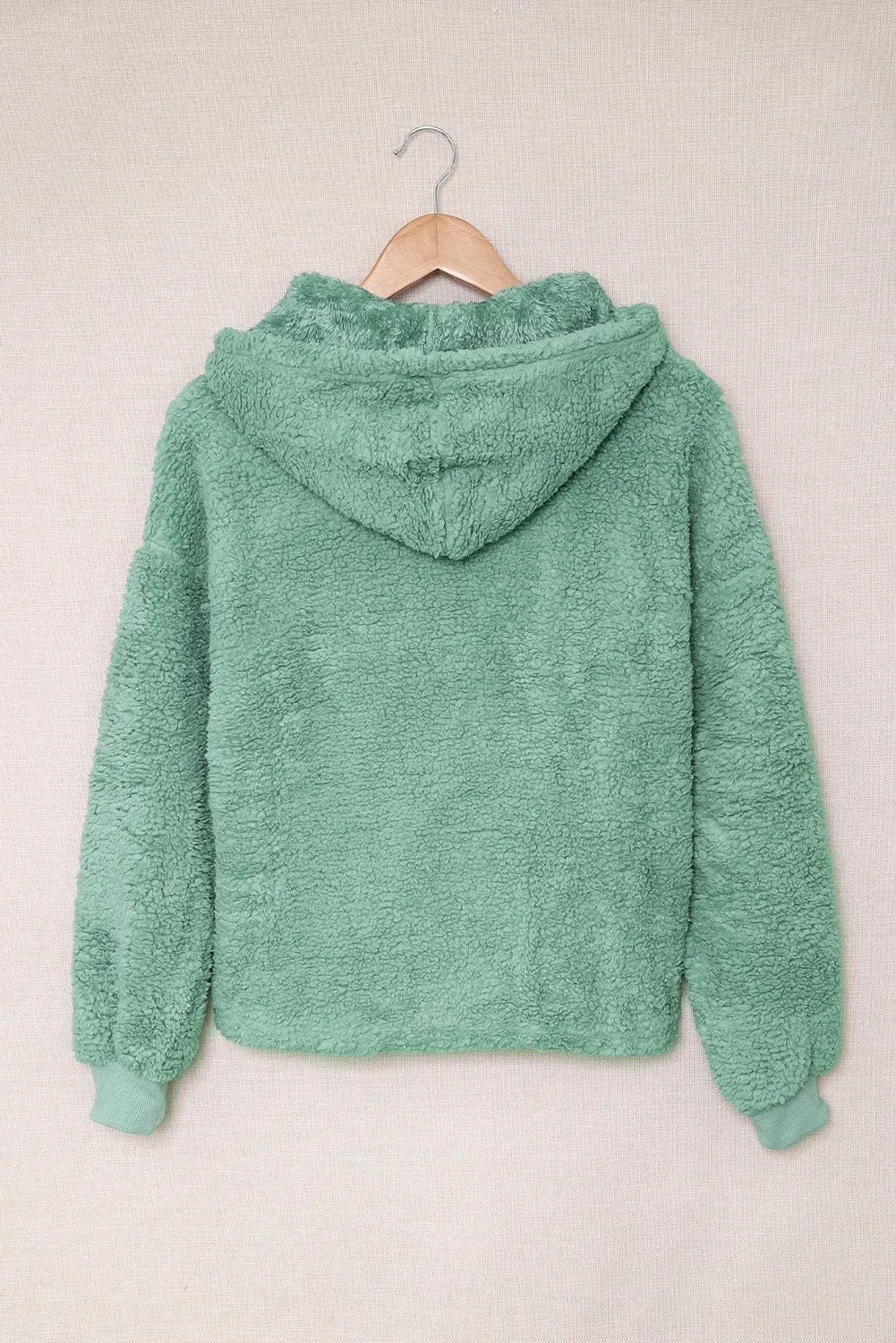 1/4 Zip Hooded Sherpa Sweatshirt with Kangaroo