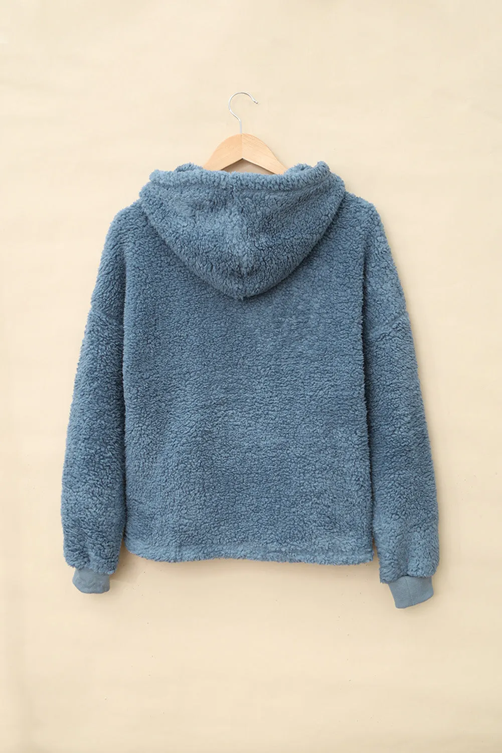 1/4 Zip Hooded Sherpa Sweatshirt with Kangaroo