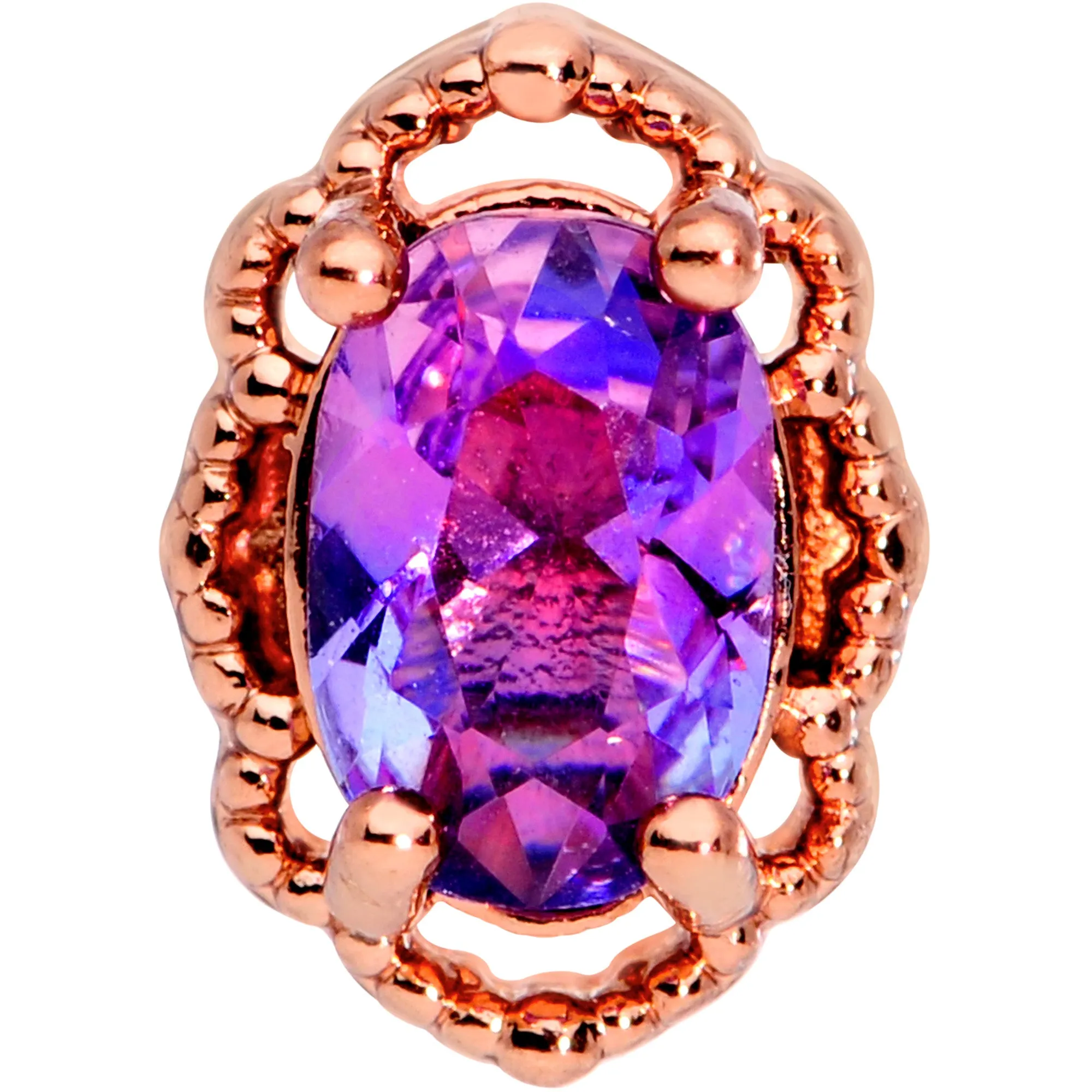 16 Gauge 1/4 Purple Tourmaline Rose Gold Tone Cartilage Tragus Earring