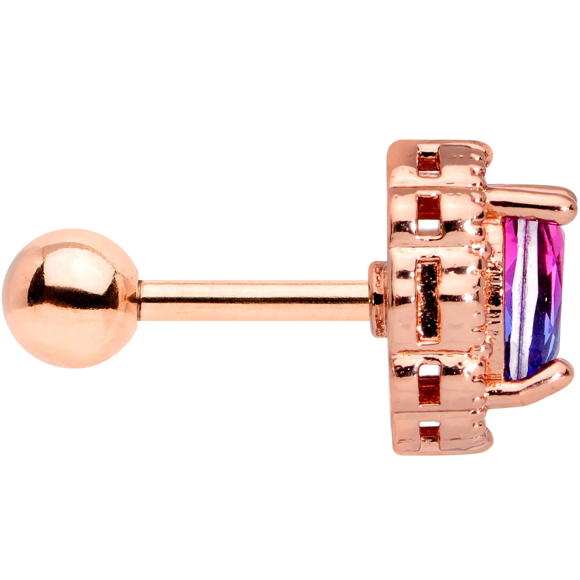 16 Gauge 1/4 Purple Tourmaline Rose Gold Tone Cartilage Tragus Earring