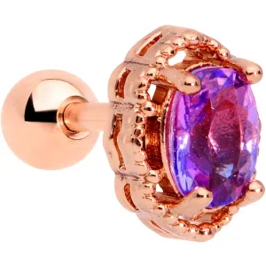 16 Gauge 1/4 Purple Tourmaline Rose Gold Tone Cartilage Tragus Earring