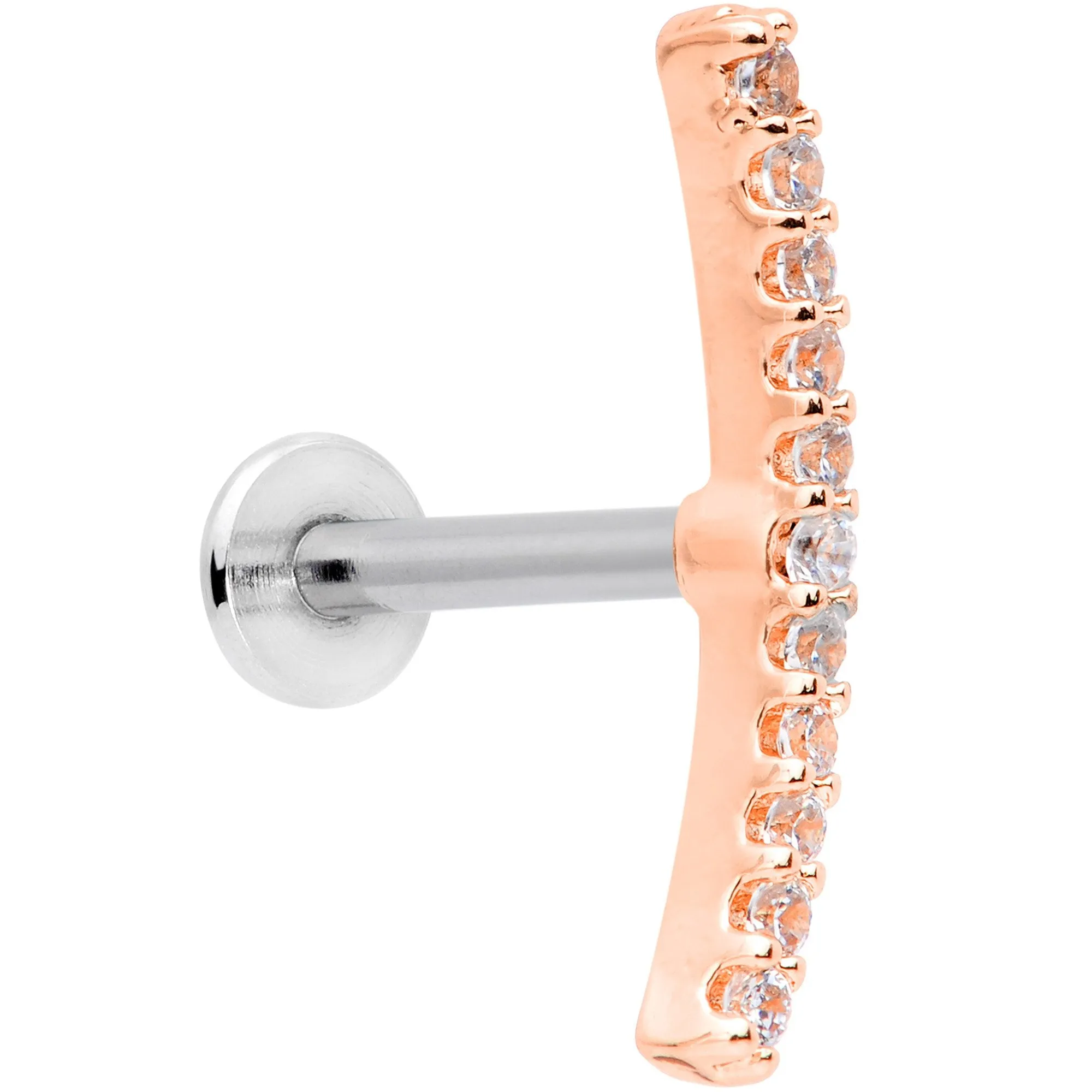 16 Gauge Clear CZ Rose Gold Tone Captivating Cartilage Tragus Earring