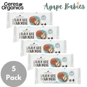 [5 Pack] Ceres Organics Black Rice Crackers, Original - 115g