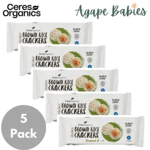 [5 Pack] Ceres Organics Brown Rice Crackers Green Tea & Seaweed - 115g