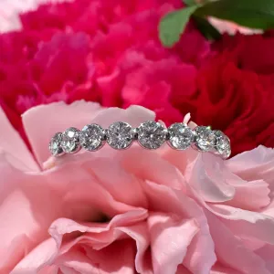 A. JAFFE Diamond Half Eternity 14k White Gold Lotus Band Ring 0.55 Total Carats WRRDB3218LH / 55