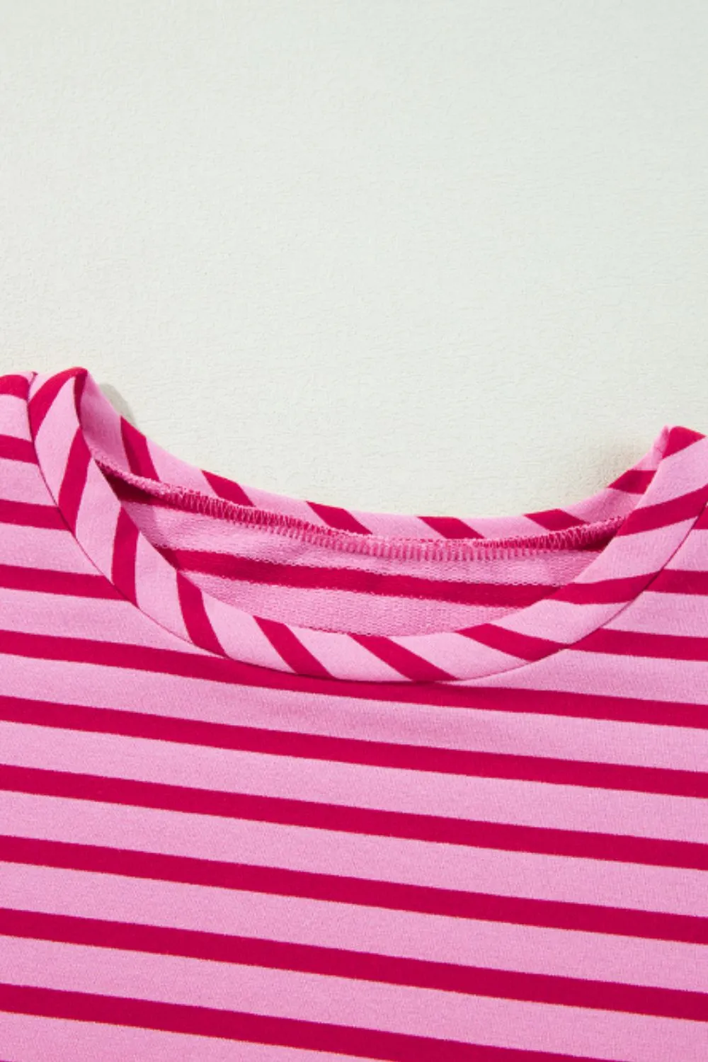 Abbie Striped Round Neck Long Sleeve Sweatshirt