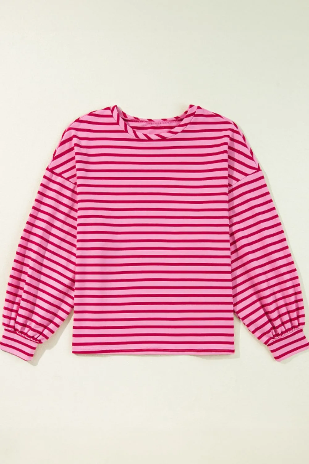 Abbie Striped Round Neck Long Sleeve Sweatshirt