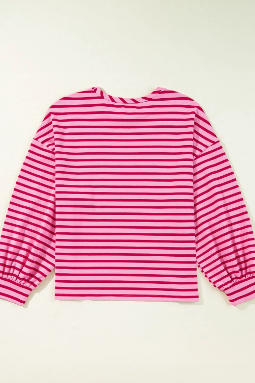 Abbie Striped Round Neck Long Sleeve Sweatshirt