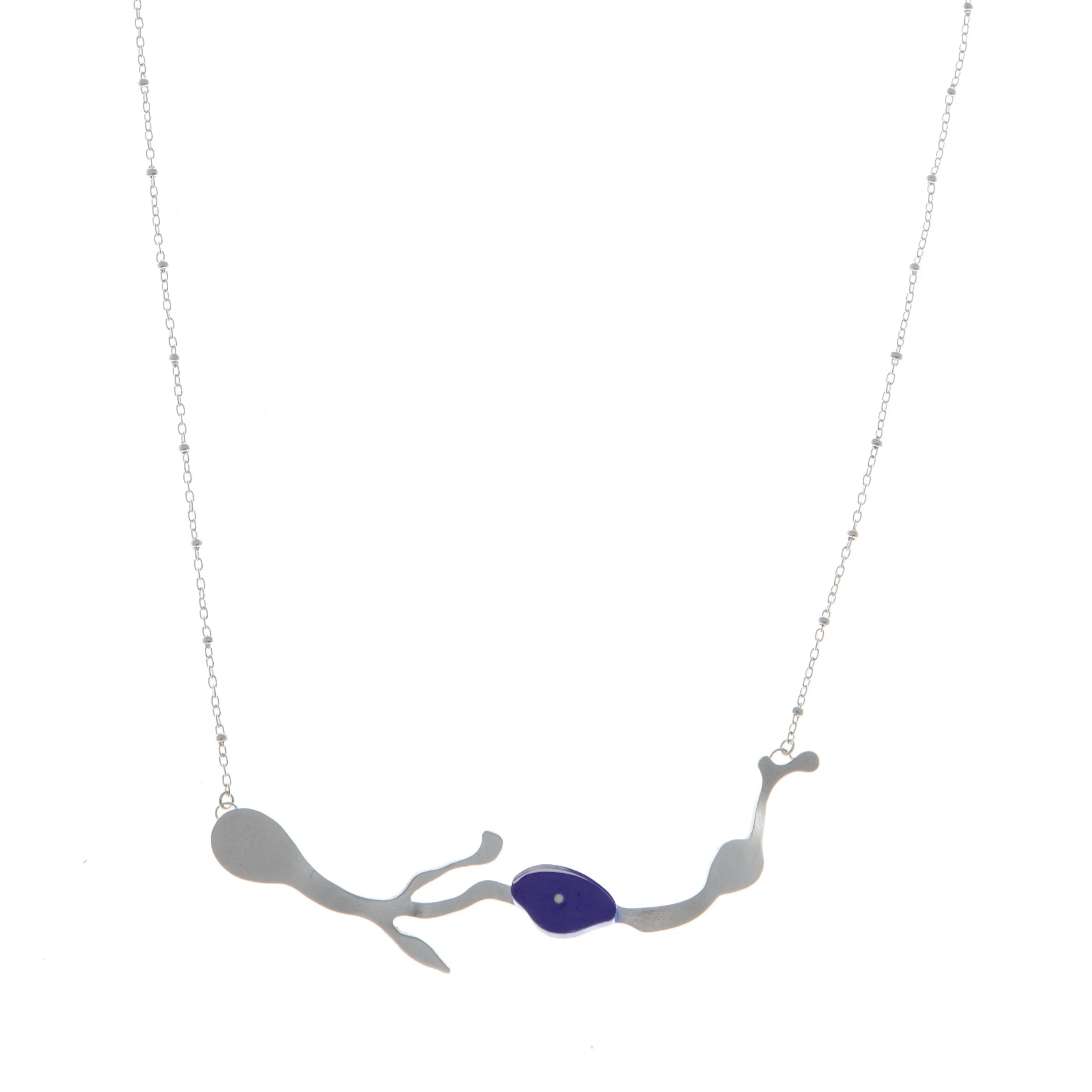 Adjustable Seaweed Collar Necklace in Brushed Silver
