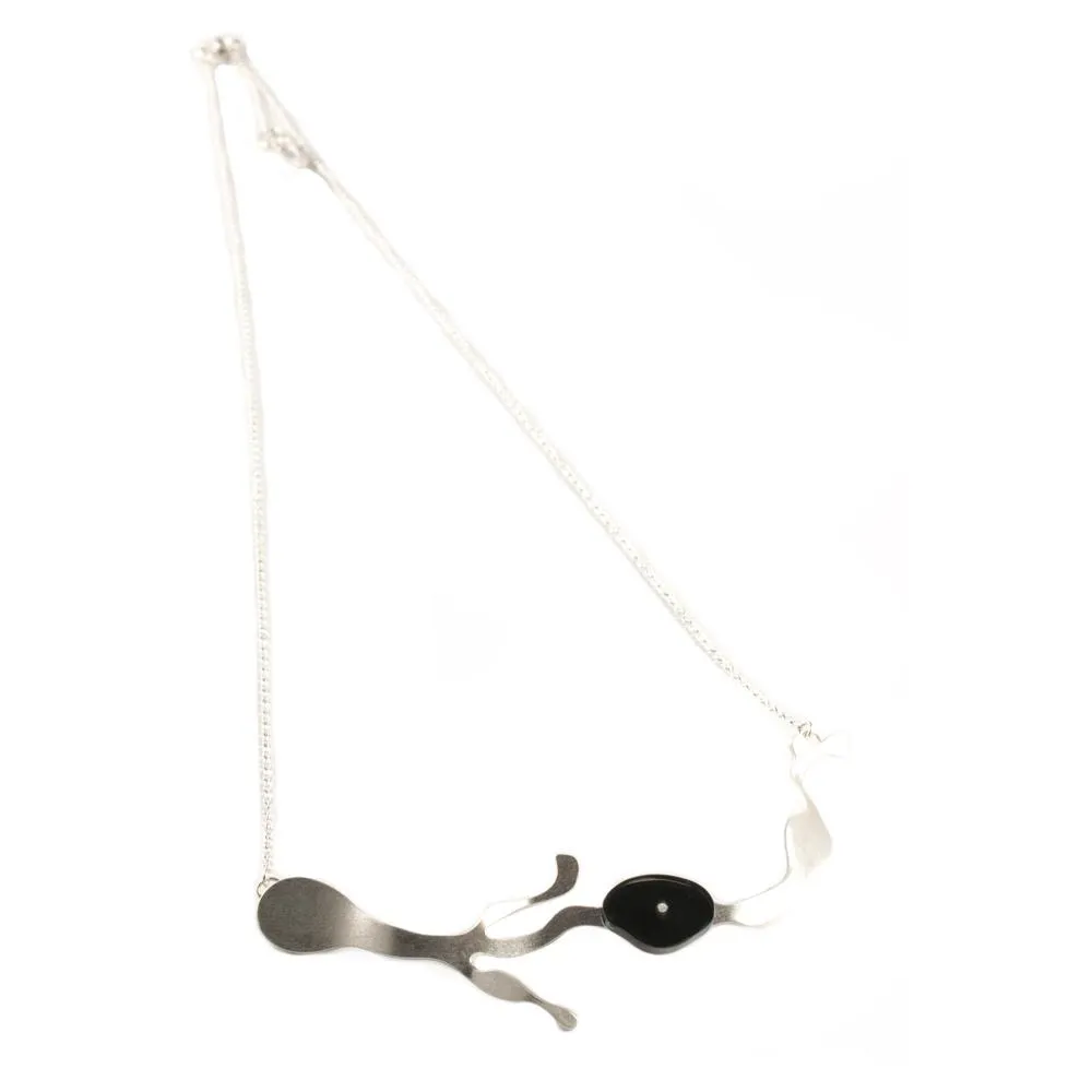 Adjustable Seaweed Collar Necklace in Brushed Silver