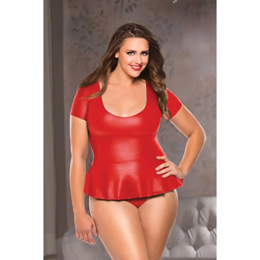 Allure Wet Look Diva - Peplum Top & G-String