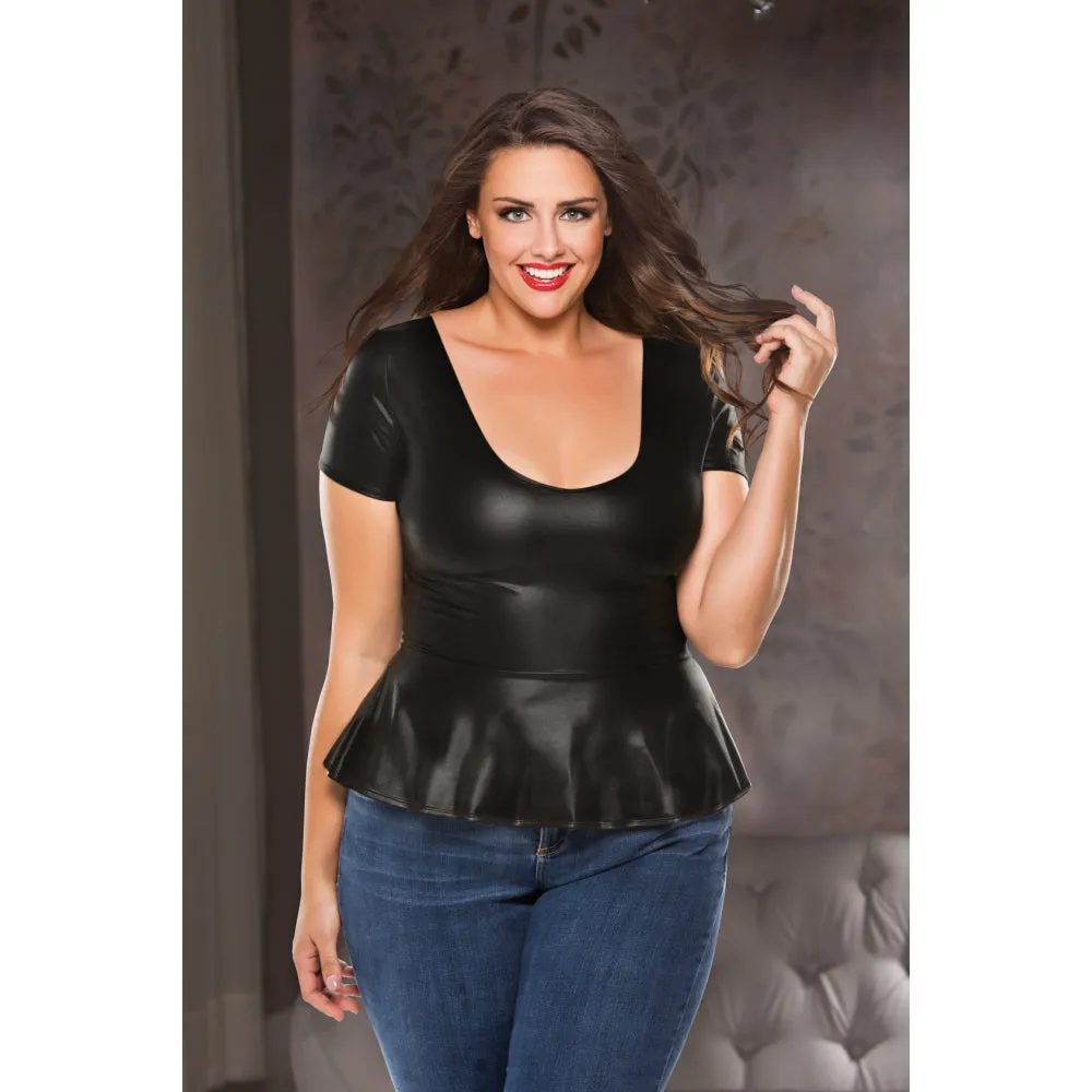 Allure Wet Look Diva - Peplum Top & G-String