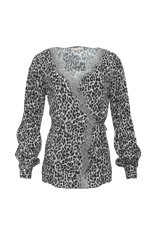 Animal Print Wrap Top