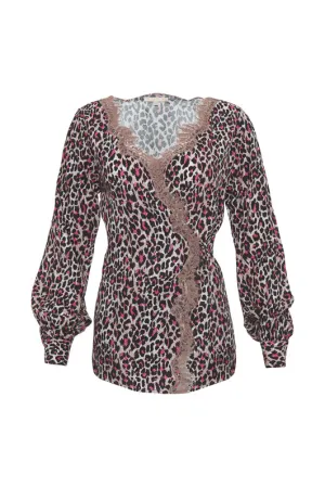 Animal Print Wrap Top