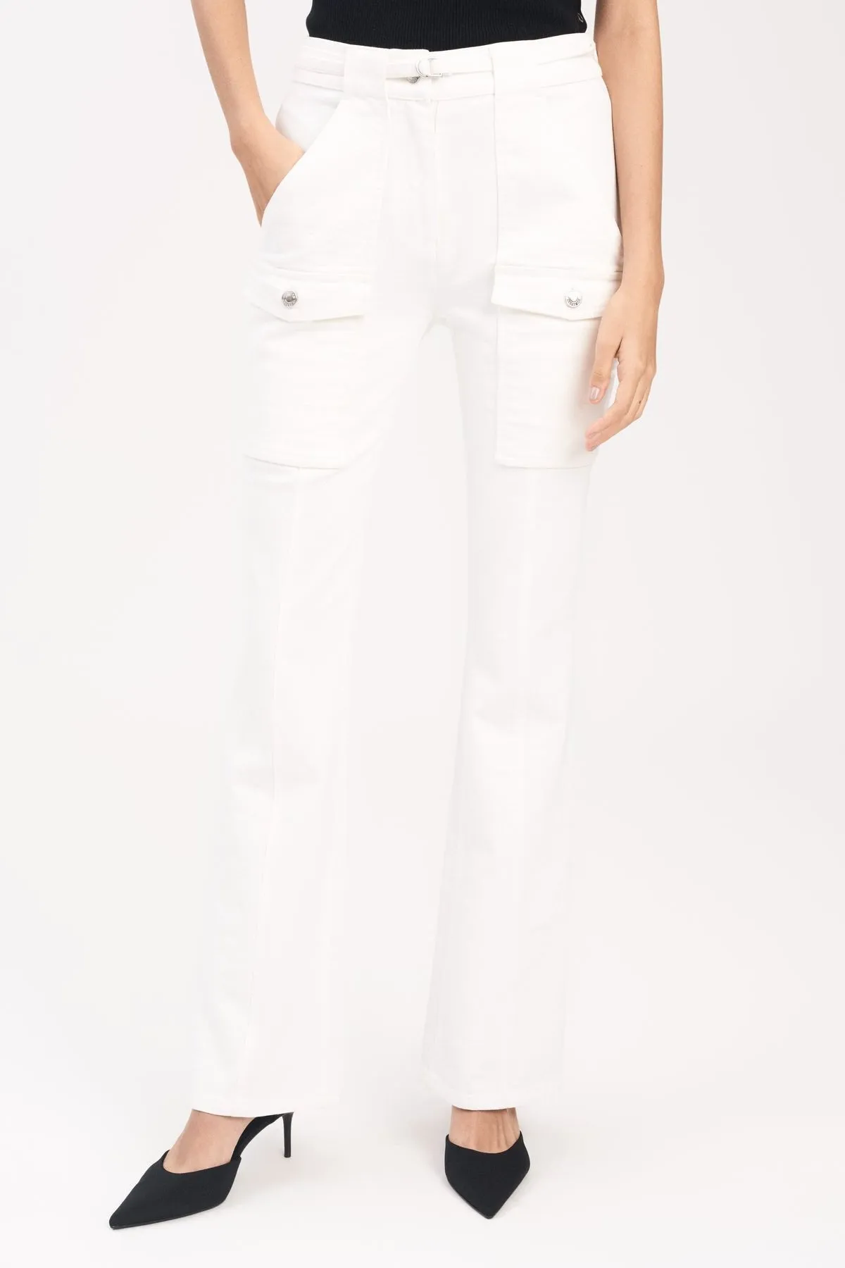 Aspen High Waisted Flare Pant in Ecru