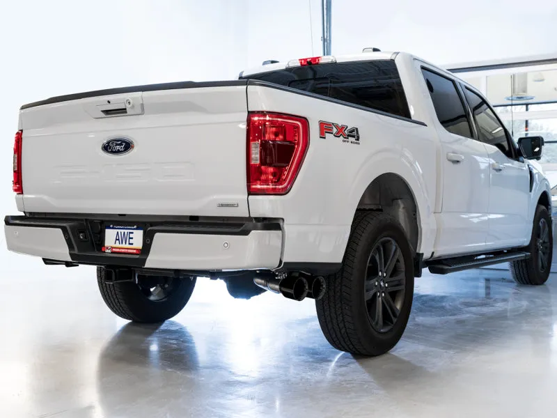 AWE 0FG 21  Ford F150 Dual Side Exit Cat-Back Exhaust - 4.5in Diamond Black Tips