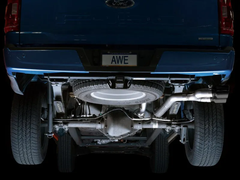 AWE 0FG 21  Ford F150 Dual Side Exit Cat-Back Exhaust - 4.5in Diamond Black Tips