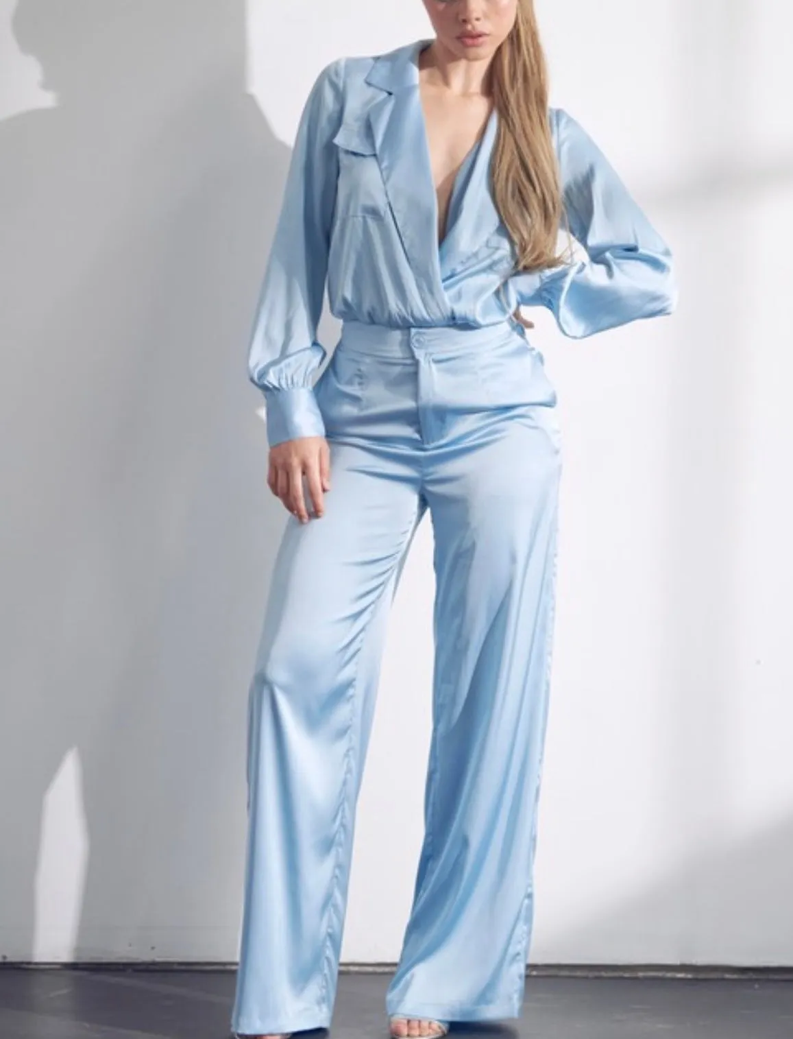 Baby Blues Satin Baddie Set