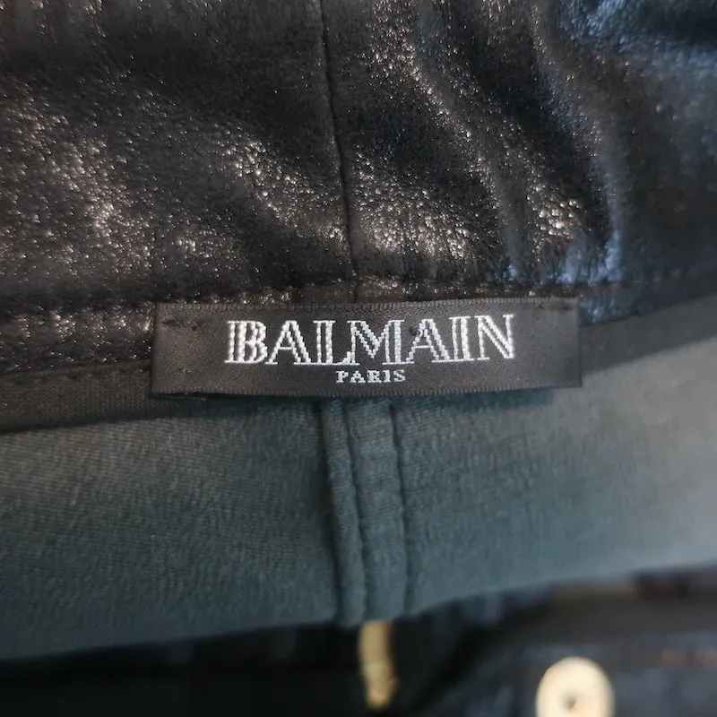 Balmain Leather Skinny Biker Pants Black Size 36