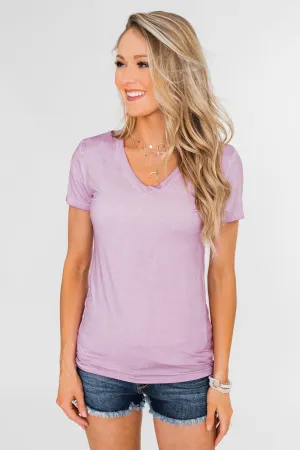 Basic V-Neck Top- Vintage Purple
