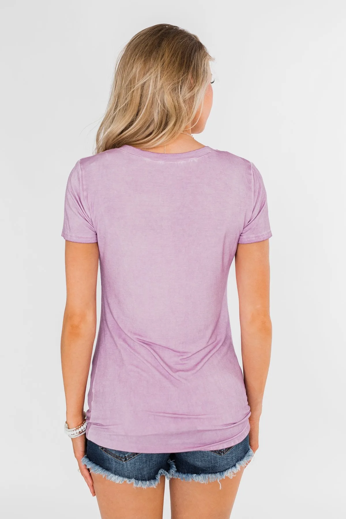 Basic V-Neck Top- Vintage Purple