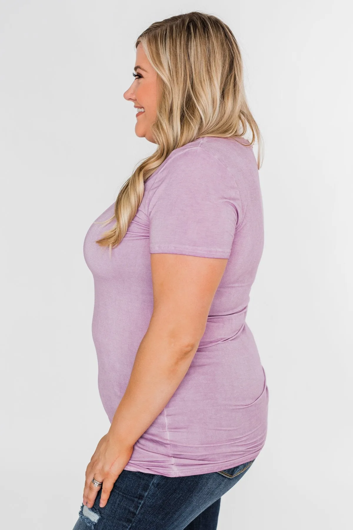 Basic V-Neck Top- Vintage Purple
