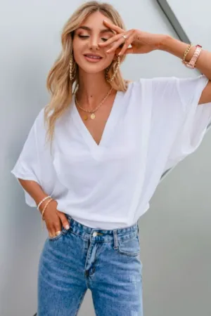 Batwin Sleeve V Neck Blouse