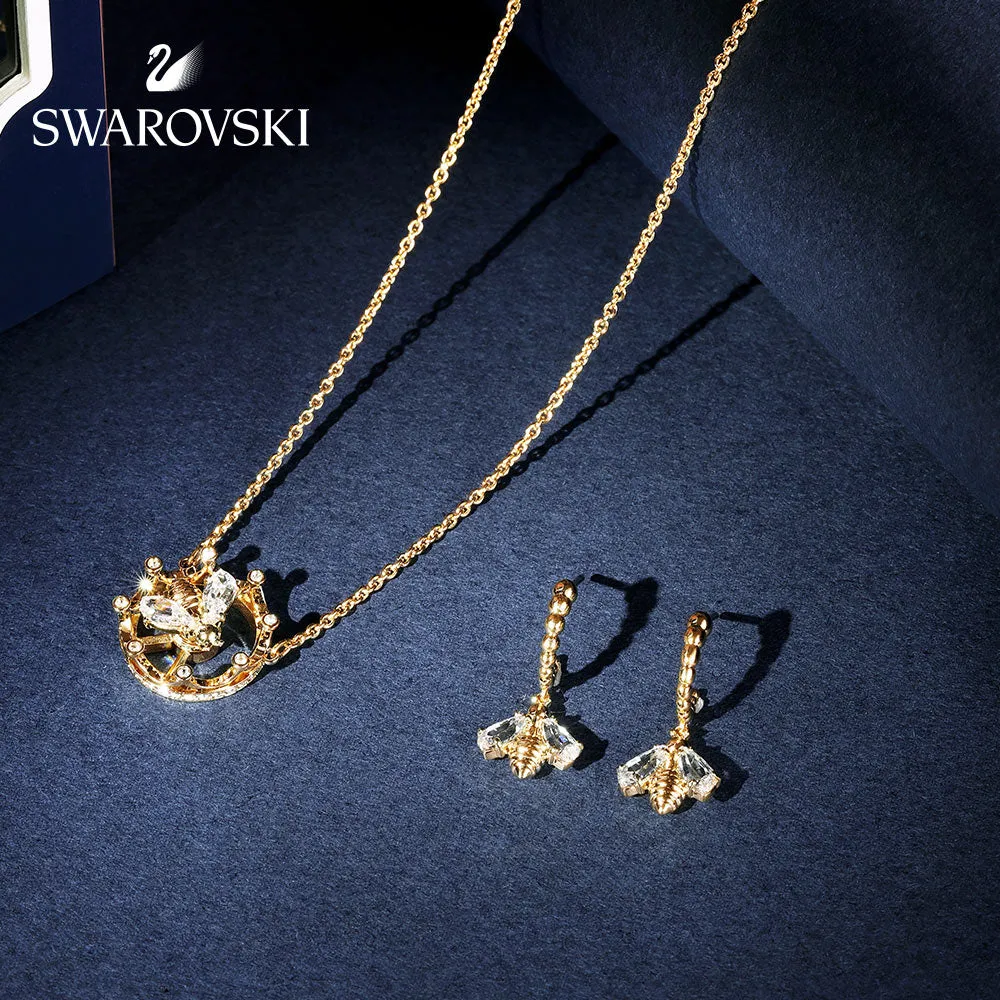 Bee A Queen White Gold-Tone Plated Pendant Necklace