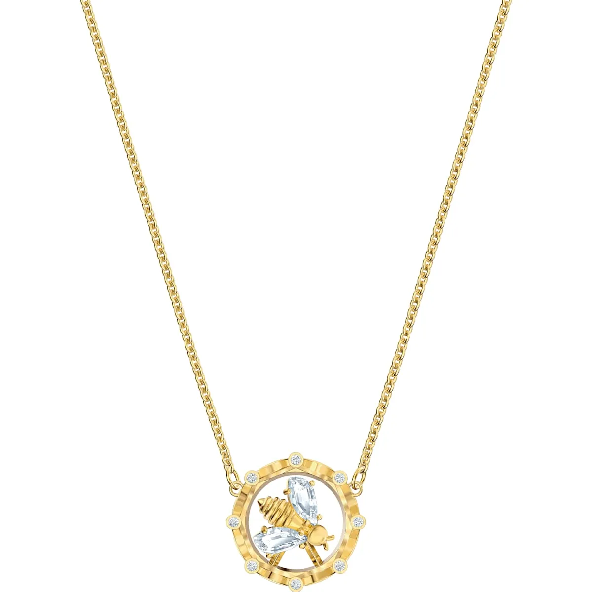 Bee A Queen White Gold-Tone Plated Pendant Necklace