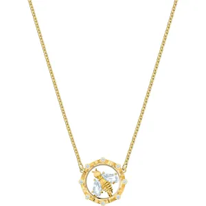 Bee A Queen White Gold-Tone Plated Pendant Necklace