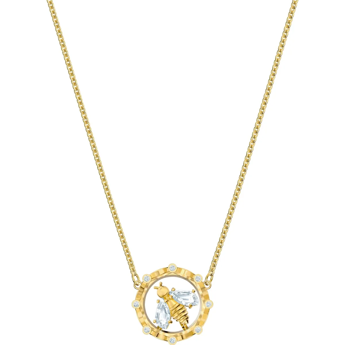 Bee A Queen White Gold-Tone Plated Pendant Necklace