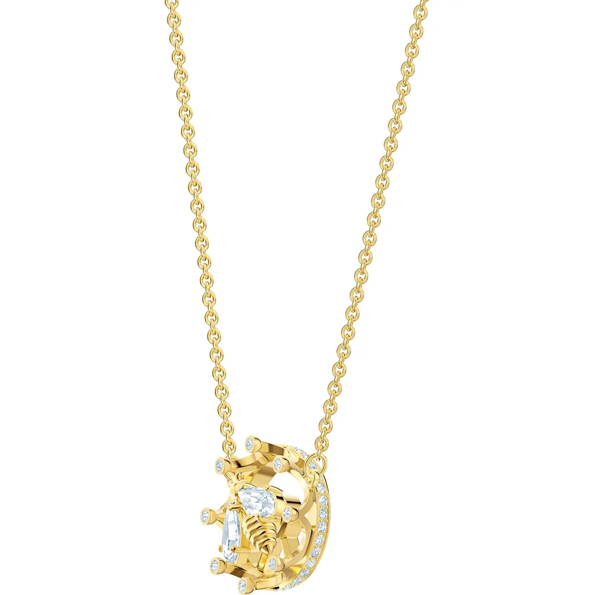 Bee A Queen White Gold-Tone Plated Pendant Necklace