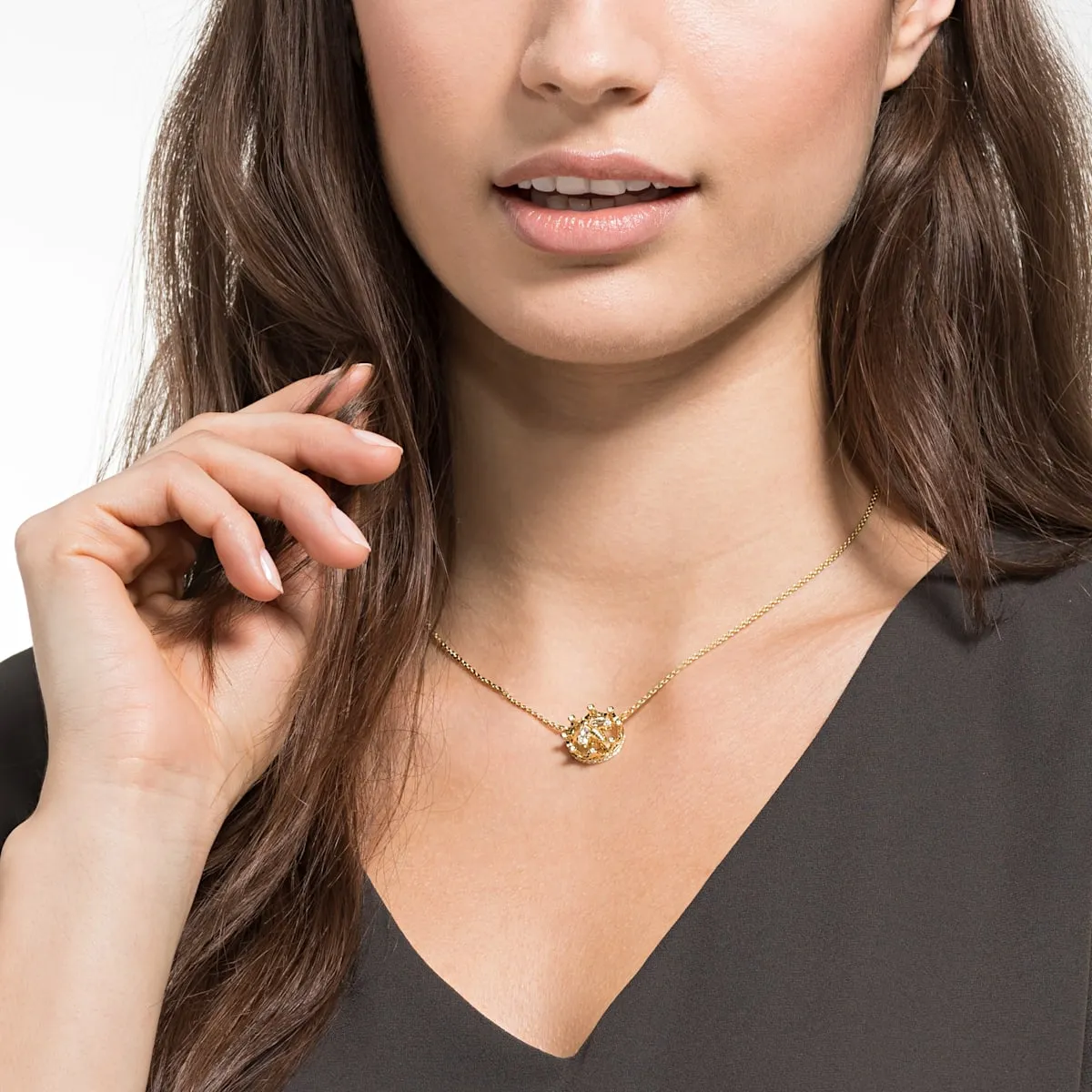 Bee A Queen White Gold-Tone Plated Pendant Necklace