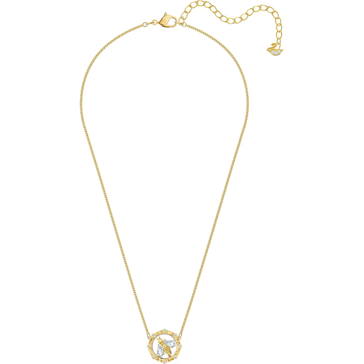 Bee A Queen White Gold-Tone Plated Pendant Necklace