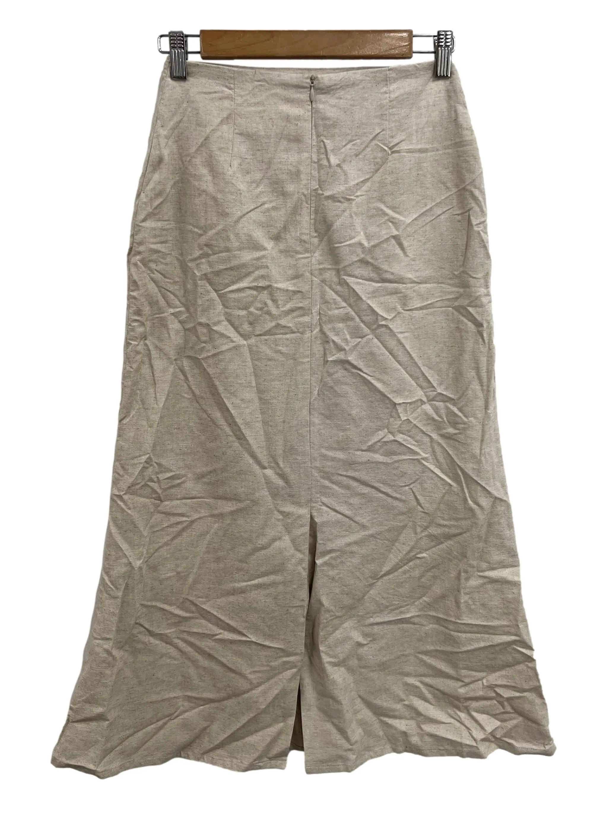 Beige Linen Straight Skirt LB