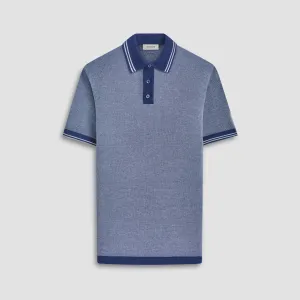 Bird's Eye Jacquard Short-Sleeved Polo Sweater