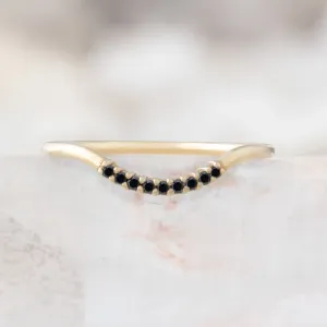 Black Diamond Pavé Arc Stacking Band | 14K or 18K Yellow Gold