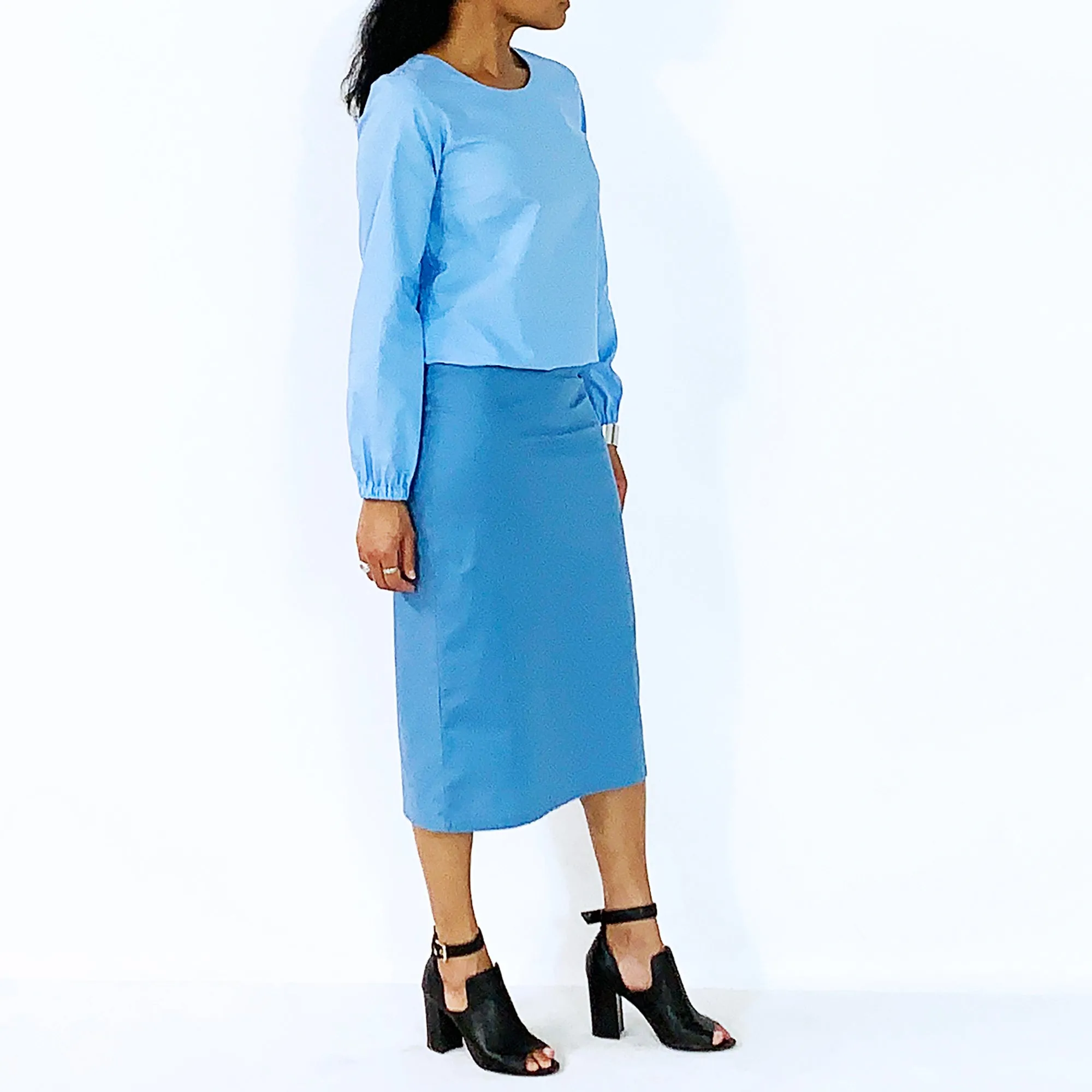 Blue Straight Skirt | ALPHONSINA