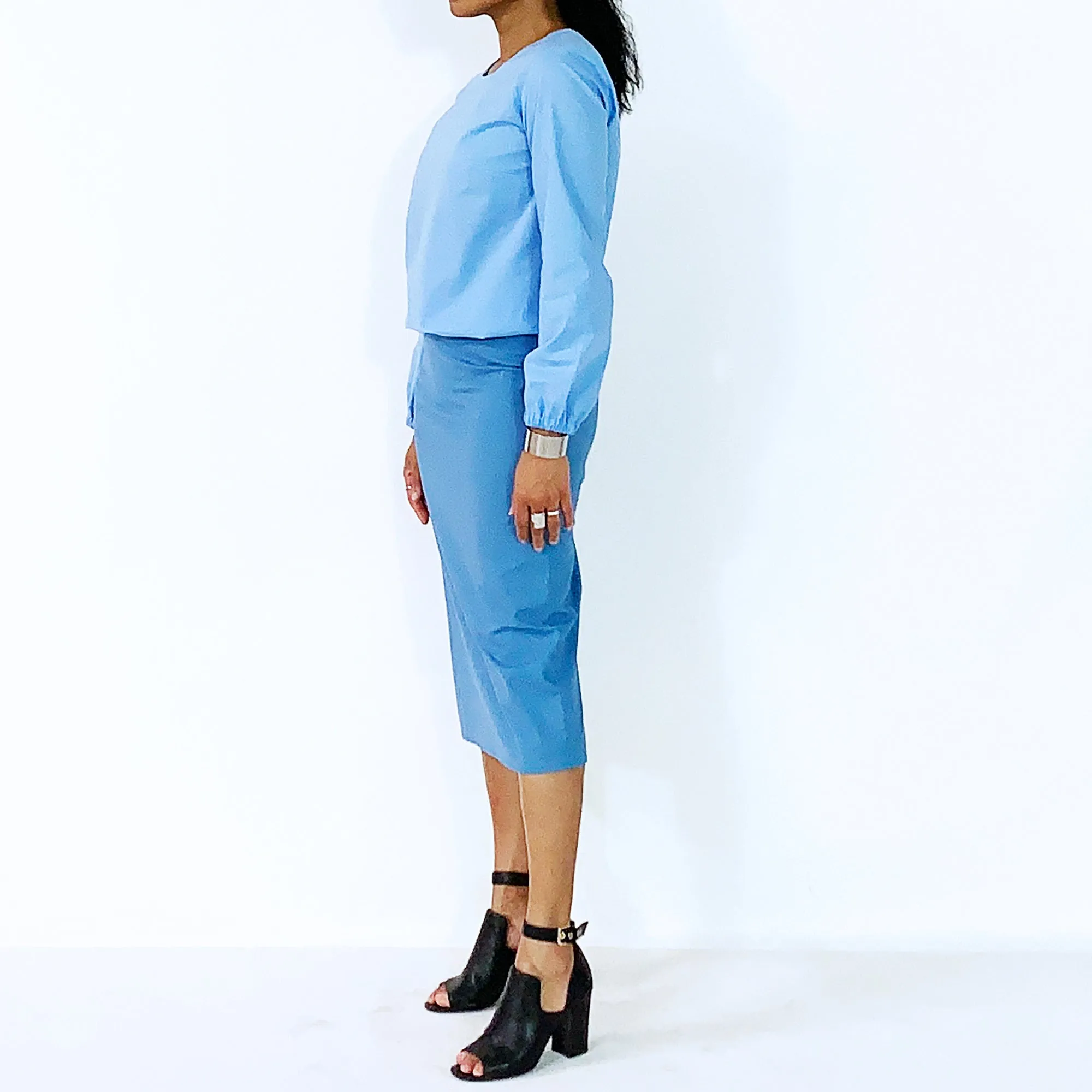 Blue Straight Skirt | ALPHONSINA