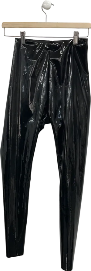 BOA Black High Waisted Vinyl Leggings UK XS