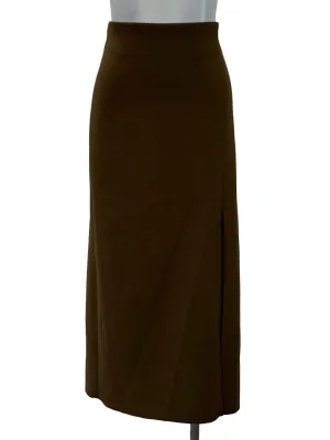 Brown Straight Slit Skirt