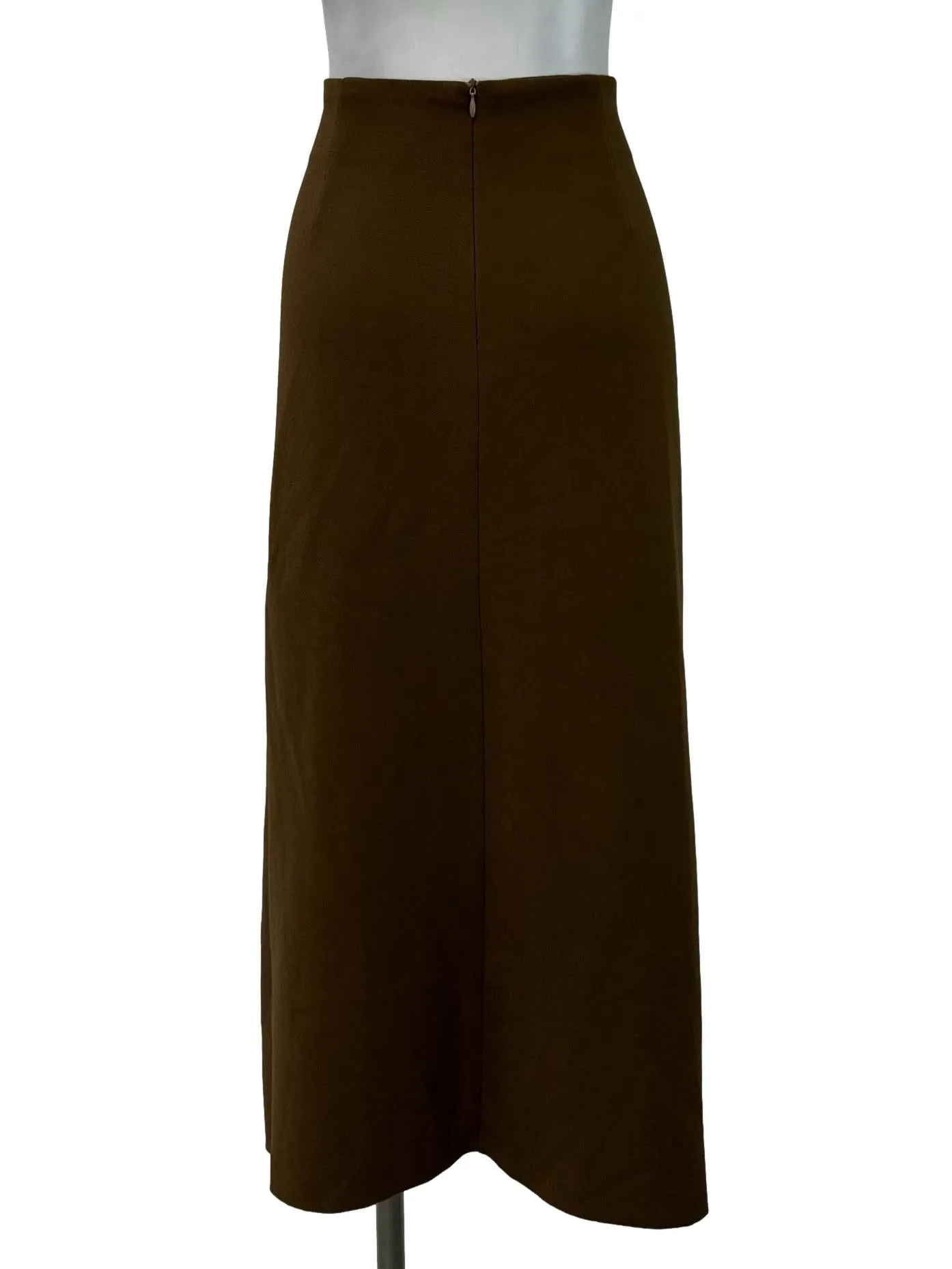 Brown Straight Slit Skirt