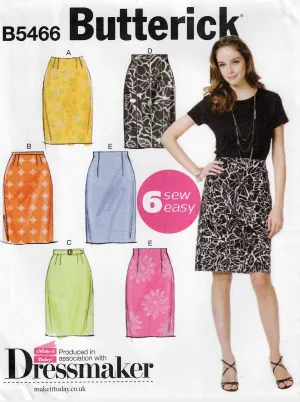 Butterick 5466 Womens EASY Slim & High Waisted Skirts Out Of Print Sewing Pattern Size 8 - 24 UNCUT Factory Folded