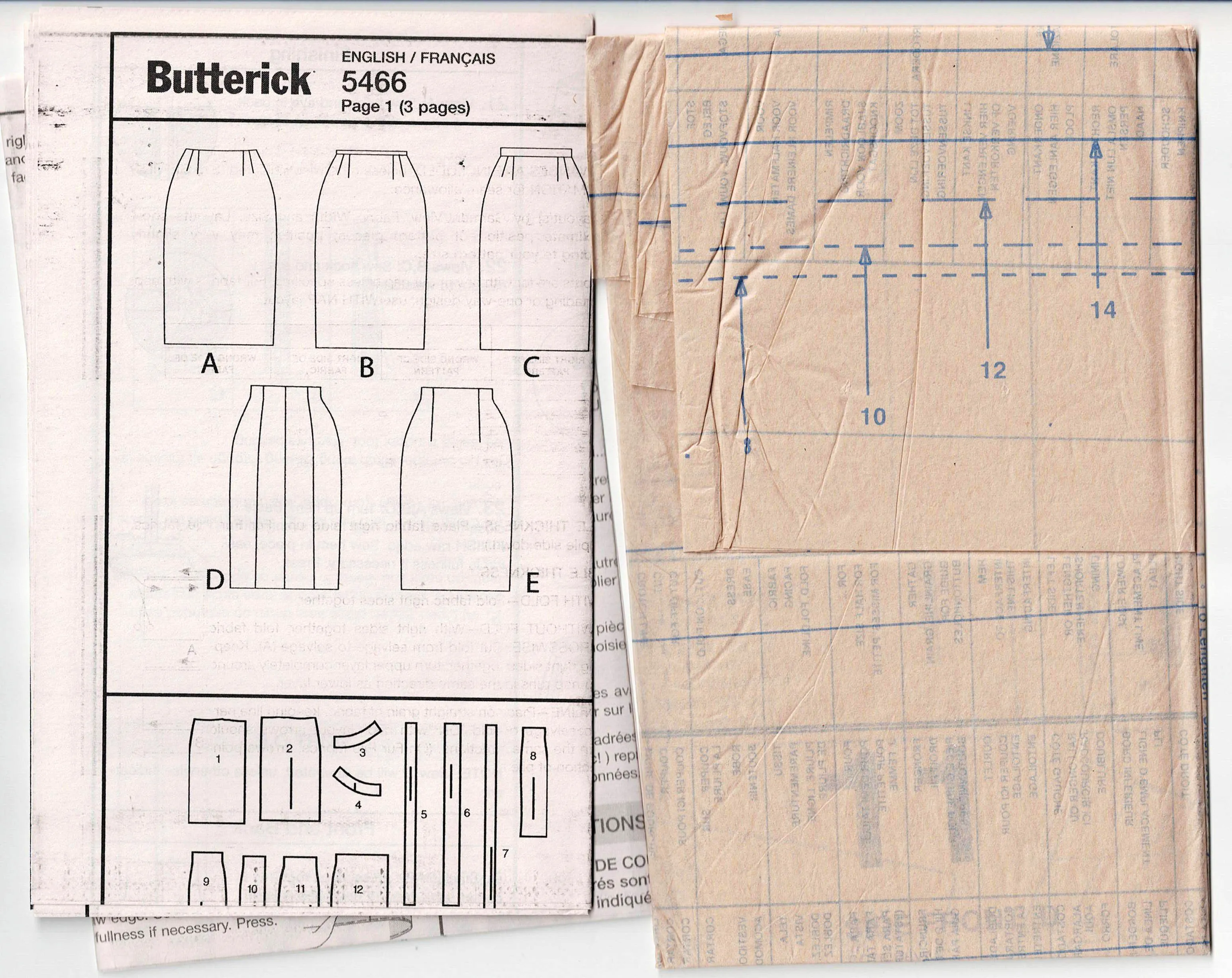 Butterick 5466 Womens EASY Slim & High Waisted Skirts Out Of Print Sewing Pattern Size 8 - 24 UNCUT Factory Folded
