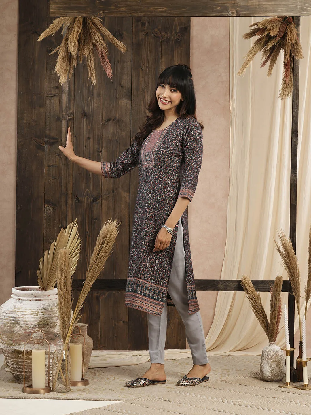 Buy Blue Muslin Kurta for Women's Comfort Fit Casual Wear - Zola