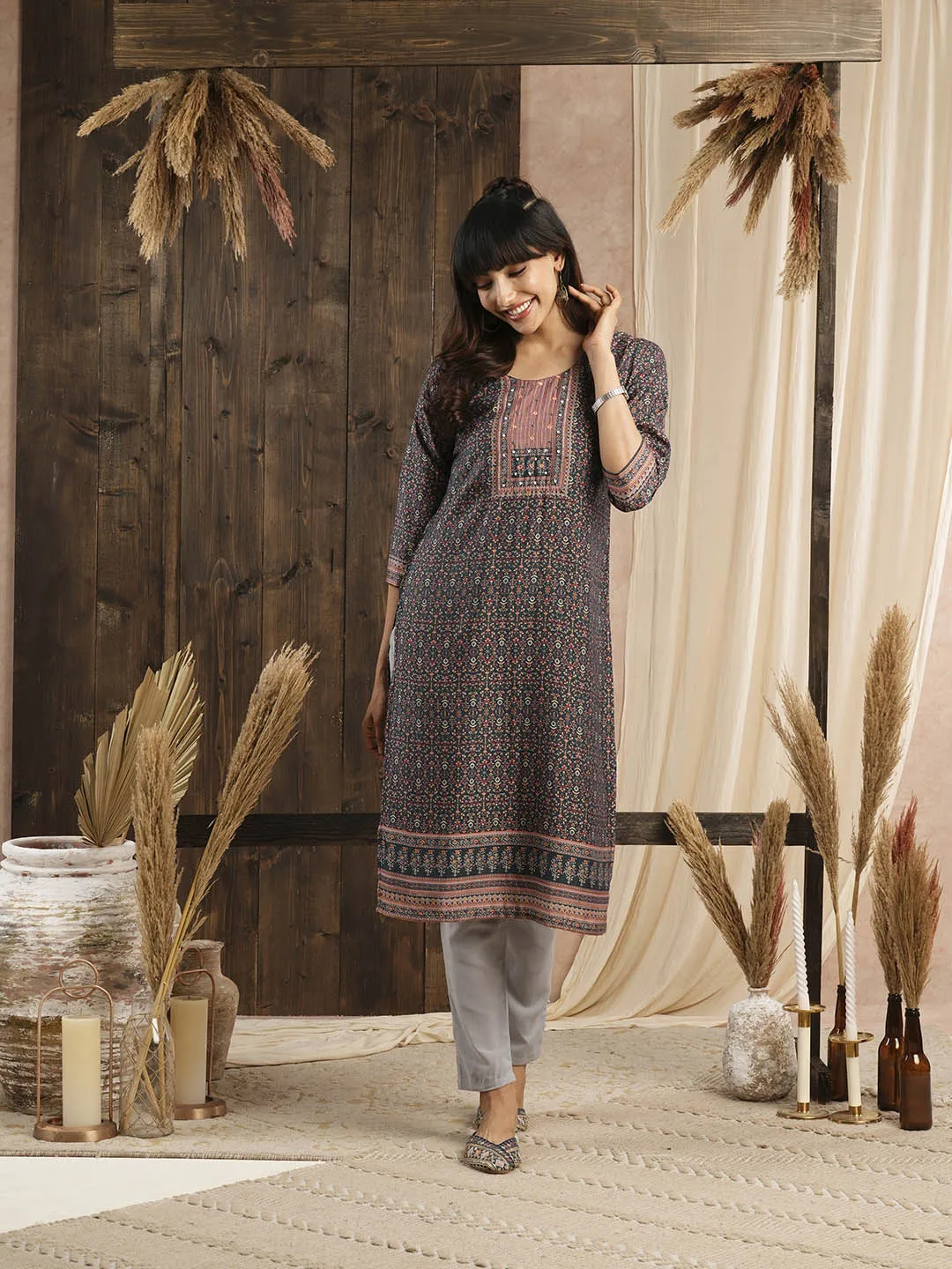 Buy Blue Muslin Kurta for Women's Comfort Fit Casual Wear - Zola
