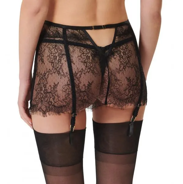 Camelia Skirt Garter Belt - Black -